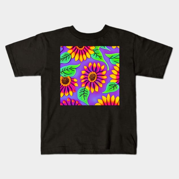 Groovy Sunflowers Kids T-Shirt by TrapperWeasel